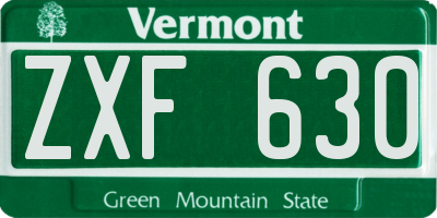 VT license plate ZXF630