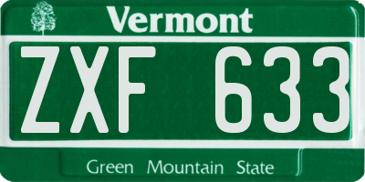 VT license plate ZXF633