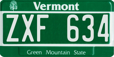 VT license plate ZXF634