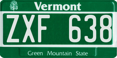 VT license plate ZXF638