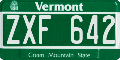 VT license plate ZXF642