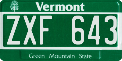 VT license plate ZXF643