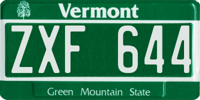 VT license plate ZXF644