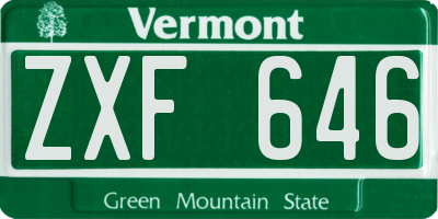 VT license plate ZXF646