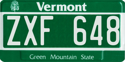VT license plate ZXF648