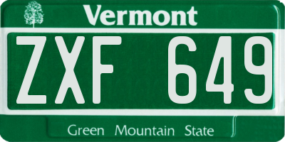 VT license plate ZXF649