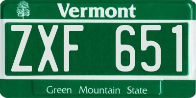 VT license plate ZXF651