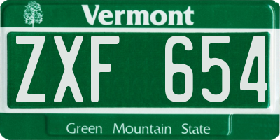 VT license plate ZXF654