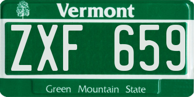 VT license plate ZXF659