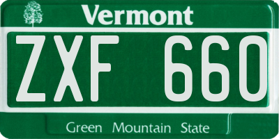 VT license plate ZXF660