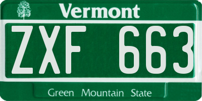 VT license plate ZXF663