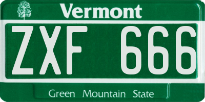 VT license plate ZXF666