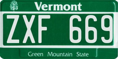 VT license plate ZXF669