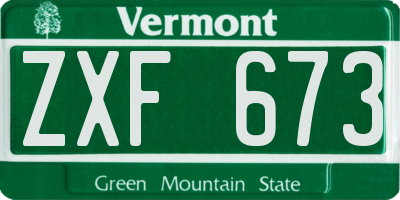 VT license plate ZXF673