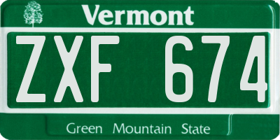 VT license plate ZXF674