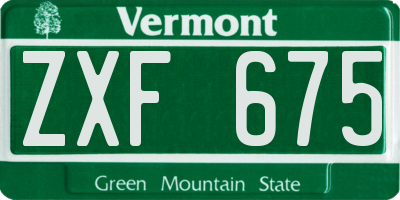 VT license plate ZXF675