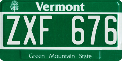 VT license plate ZXF676