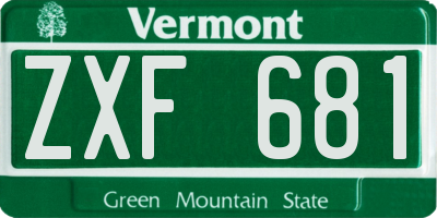 VT license plate ZXF681
