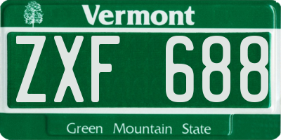 VT license plate ZXF688