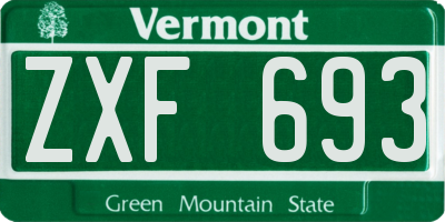 VT license plate ZXF693