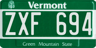 VT license plate ZXF694