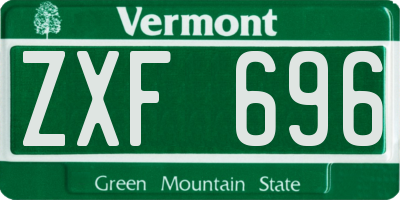 VT license plate ZXF696