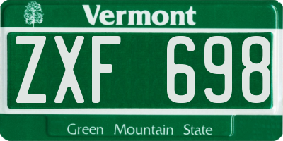 VT license plate ZXF698