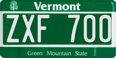 VT license plate ZXF700