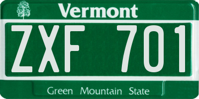 VT license plate ZXF701