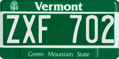 VT license plate ZXF702