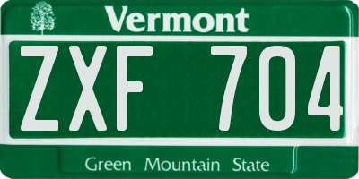 VT license plate ZXF704