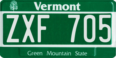 VT license plate ZXF705