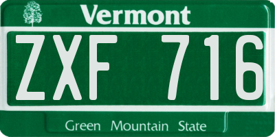 VT license plate ZXF716