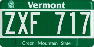 VT license plate ZXF717