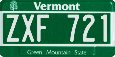 VT license plate ZXF721