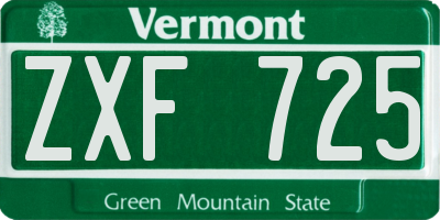 VT license plate ZXF725