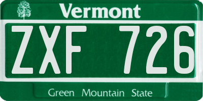 VT license plate ZXF726
