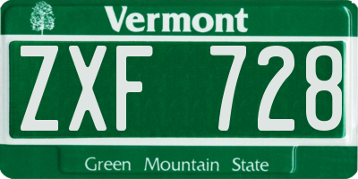VT license plate ZXF728