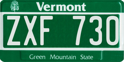 VT license plate ZXF730