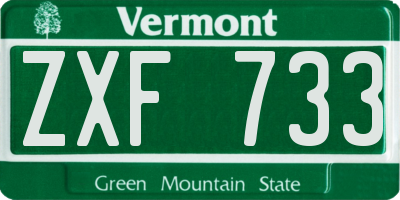 VT license plate ZXF733