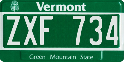 VT license plate ZXF734