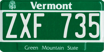 VT license plate ZXF735