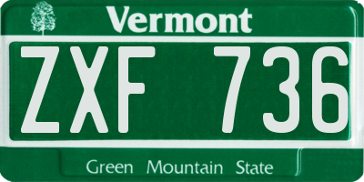 VT license plate ZXF736