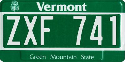VT license plate ZXF741