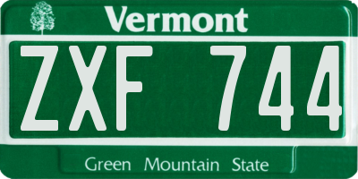 VT license plate ZXF744