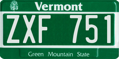 VT license plate ZXF751