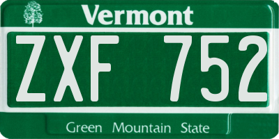 VT license plate ZXF752