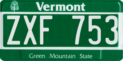 VT license plate ZXF753