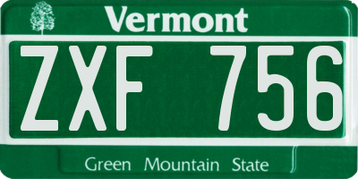 VT license plate ZXF756