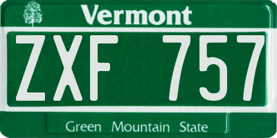 VT license plate ZXF757